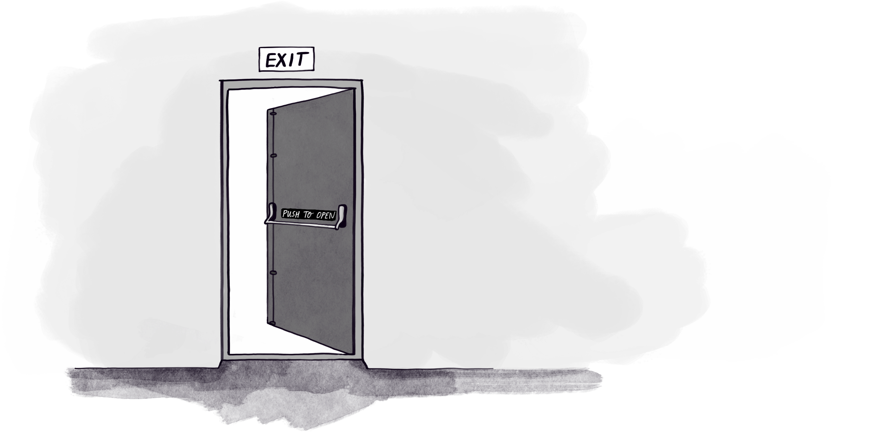 An illustration of emergency exit doors.